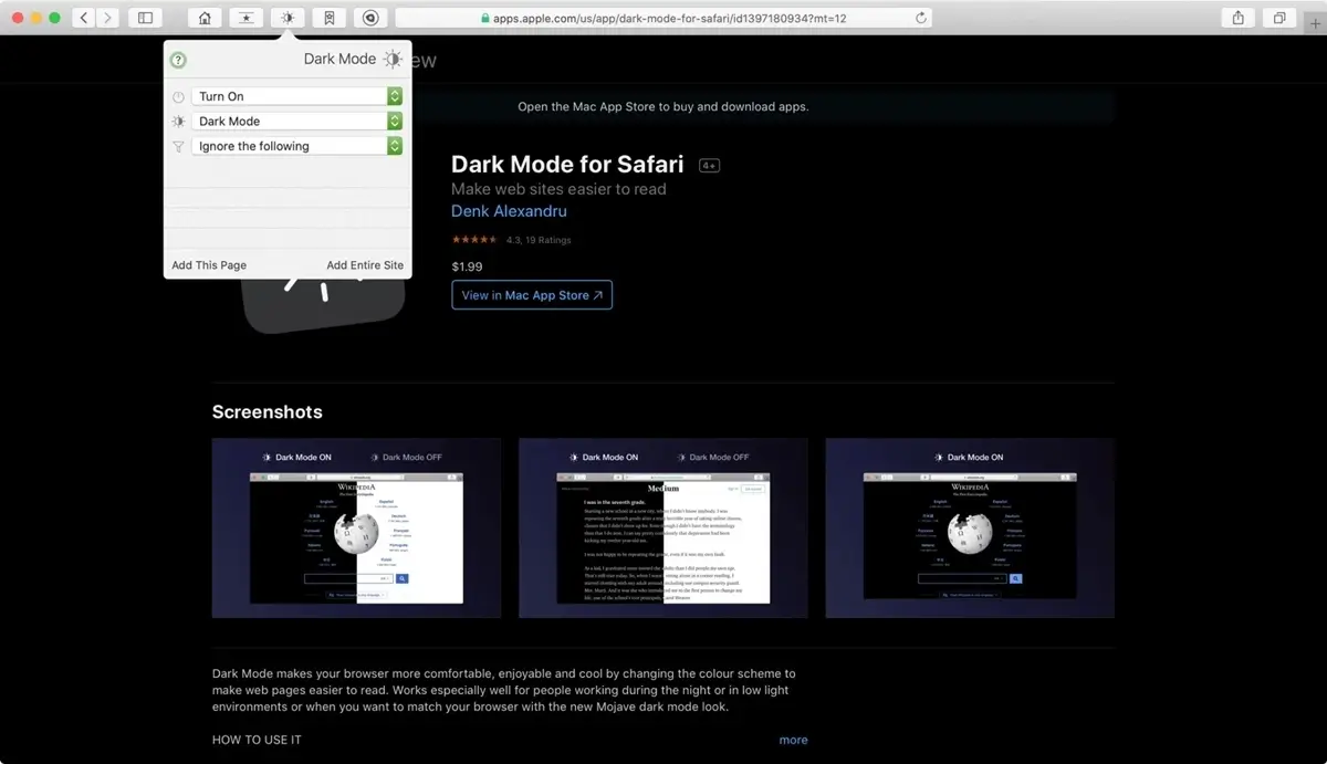 Noir – Dark Mode for Safari Download